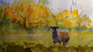 The Sunday Art Show - Loose and lively sheep and autumn landscape painting